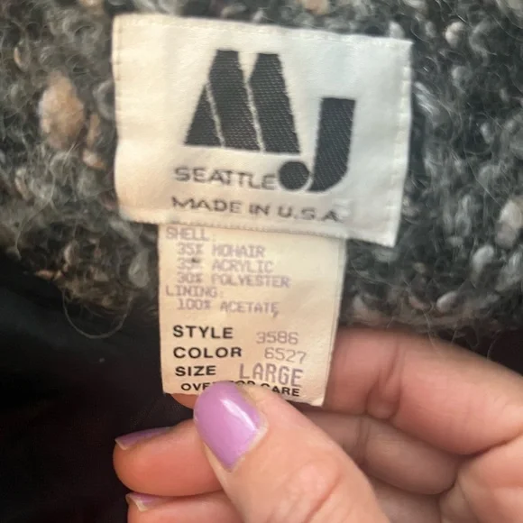 Vintage Cozy Mohair Blend Sweater Coat with Balloon Sleeves Size Large - Picture 4 of 7